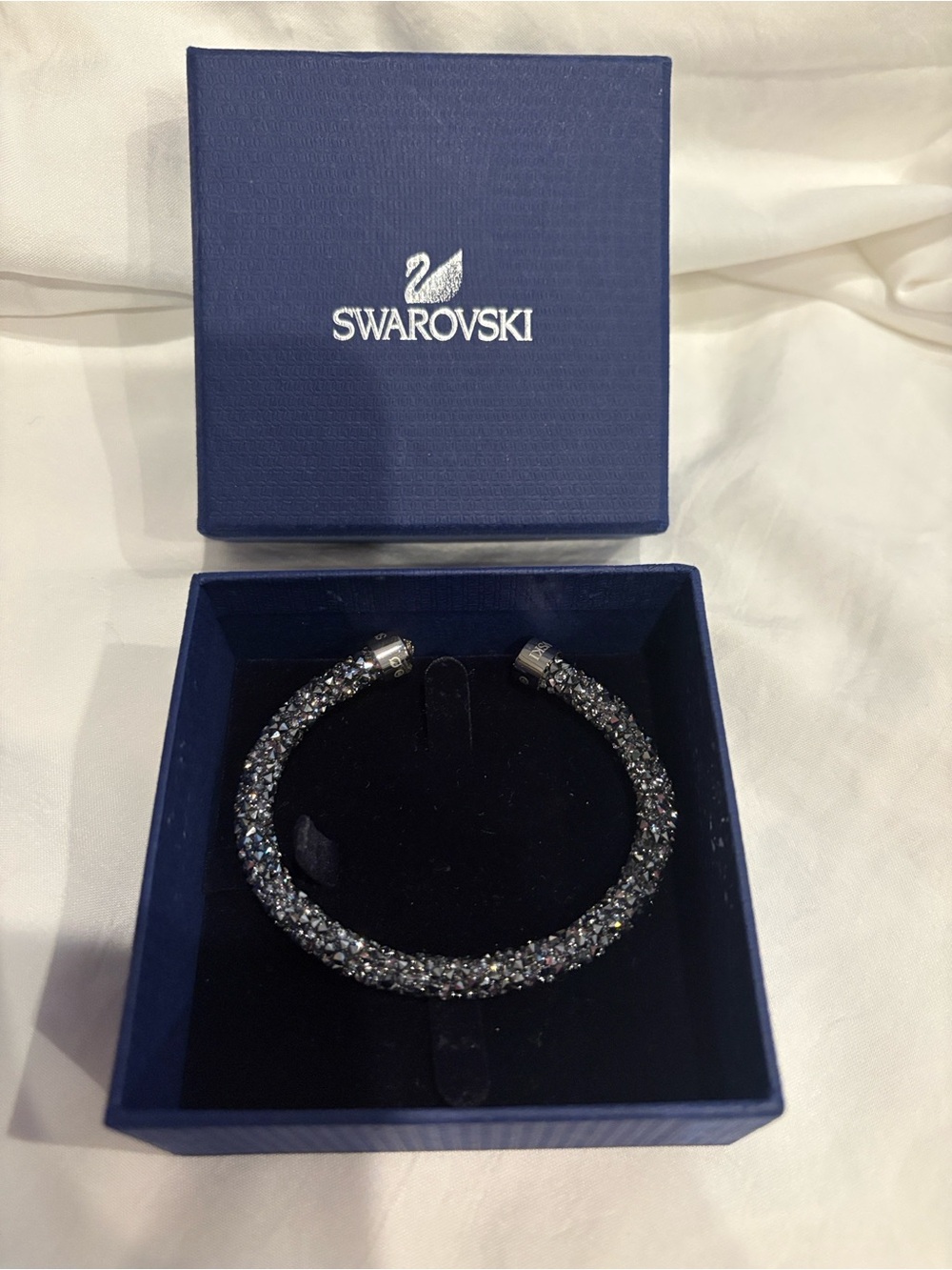 Crystal Pave Cuff Bracelet in Gunmetal Gray